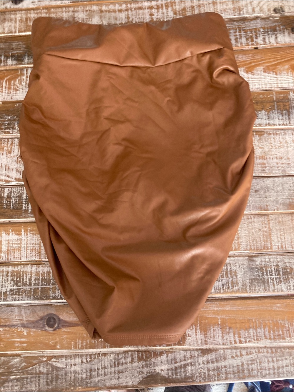 HALARA Brown Faux Leather Pencil Skirt